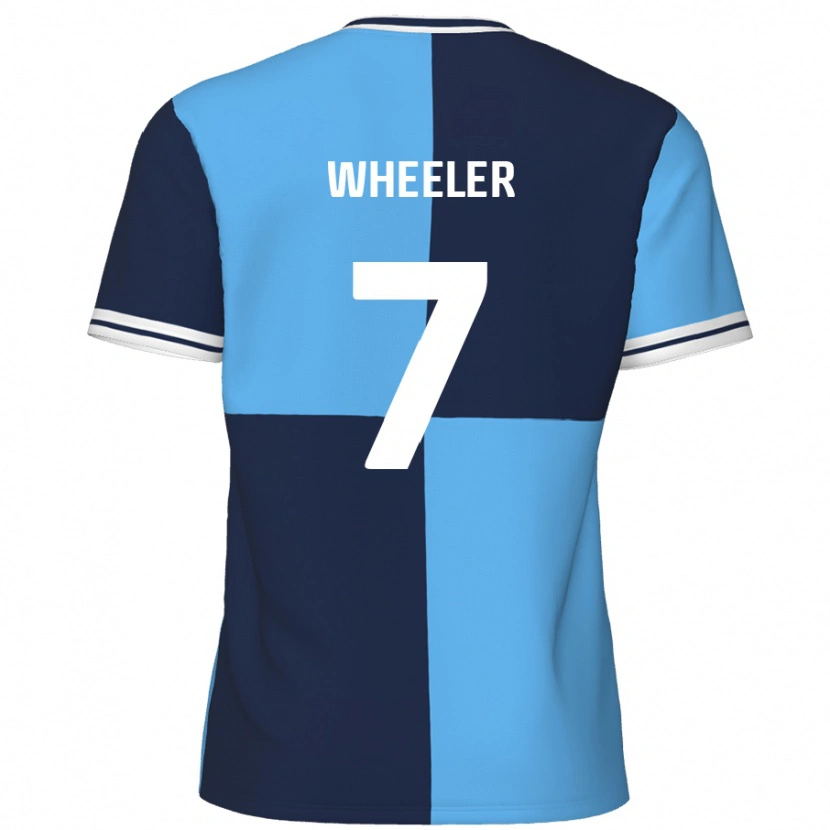 Danxen Enfant Maillot David Wheeler #7 Bleu Ciel Bleu Foncé Tenues Domicile 2024/25 T-Shirt