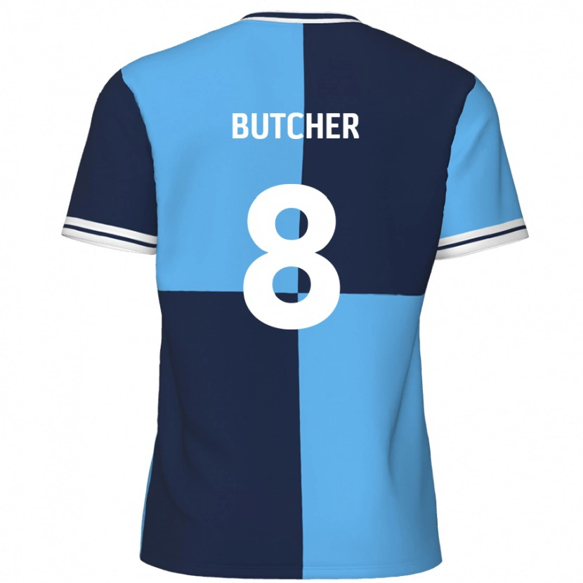 Danxen Enfant Maillot Matt Butcher #8 Bleu Ciel Bleu Foncé Tenues Domicile 2024/25 T-Shirt