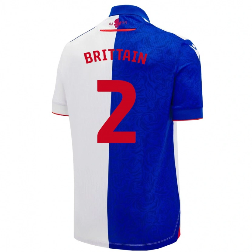 Danxen Enfant Maillot Callum Brittain #2 Bleu Ciel Blanc Tenues Domicile 2024/25 T-Shirt