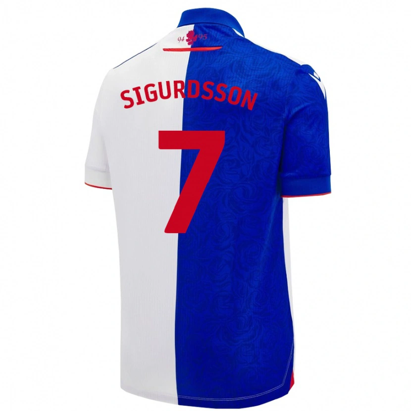 Danxen Enfant Maillot Arnór Sigurdsson #7 Bleu Ciel Blanc Tenues Domicile 2024/25 T-Shirt