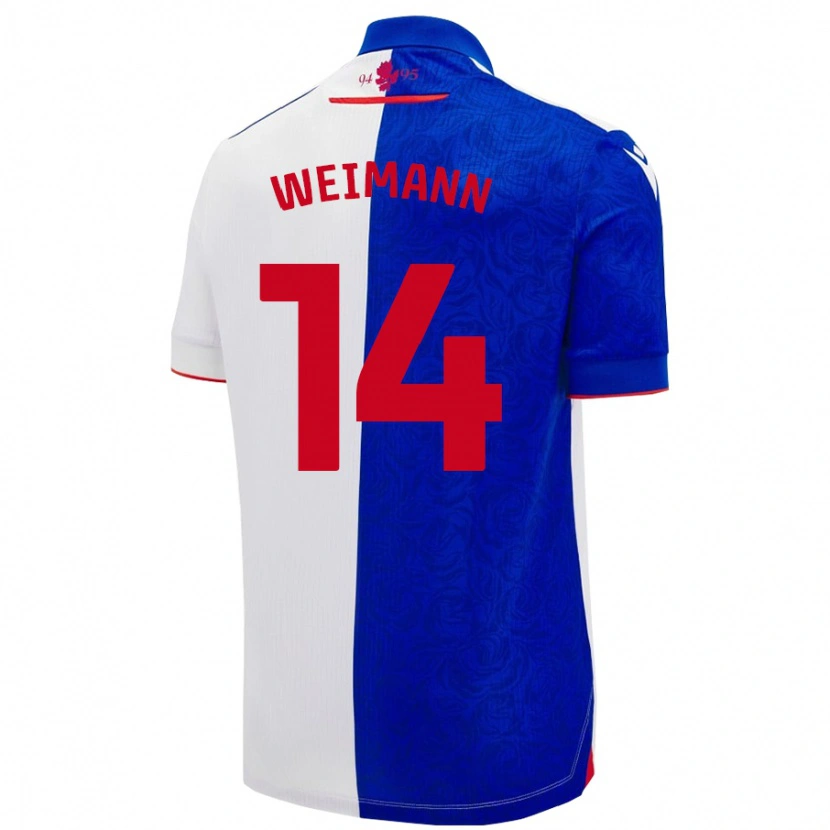 Danxen Enfant Maillot Andreas Weimann #14 Bleu Ciel Blanc Tenues Domicile 2024/25 T-Shirt