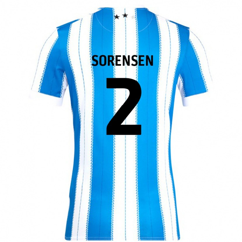 Danxen Enfant Maillot Lasse Sørensen #2 Bleu Blanc Tenues Domicile 2024/25 T-Shirt