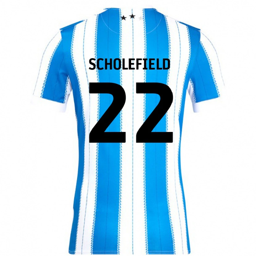 Danxen Enfant Maillot Lois Scholefield #22 Bleu Blanc Tenues Domicile 2024/25 T-Shirt