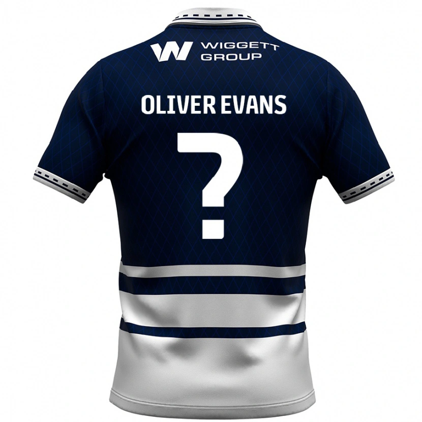 Danxen Enfant Maillot Oliver Evans #0 Bleu Marine Blanc Tenues Domicile 2024/25 T-Shirt