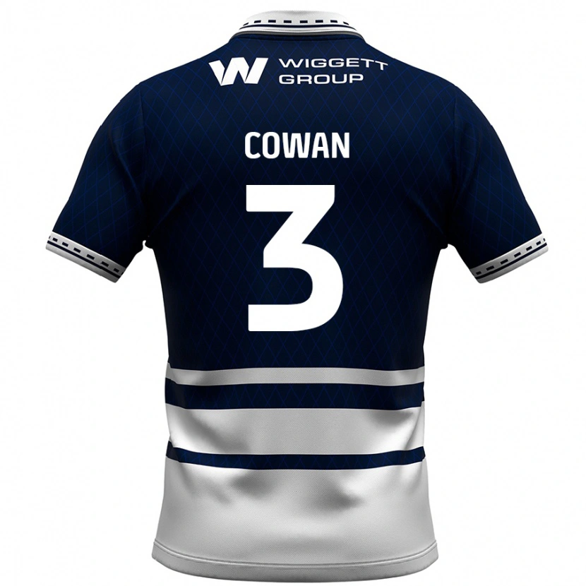 Danxen Enfant Maillot Leanne Cowan #3 Bleu Marine Blanc Tenues Domicile 2024/25 T-Shirt