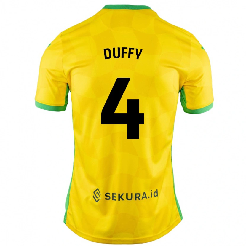 Danxen Enfant Maillot Shane Duffy #4 Jaune Vert Tenues Domicile 2024/25 T-Shirt