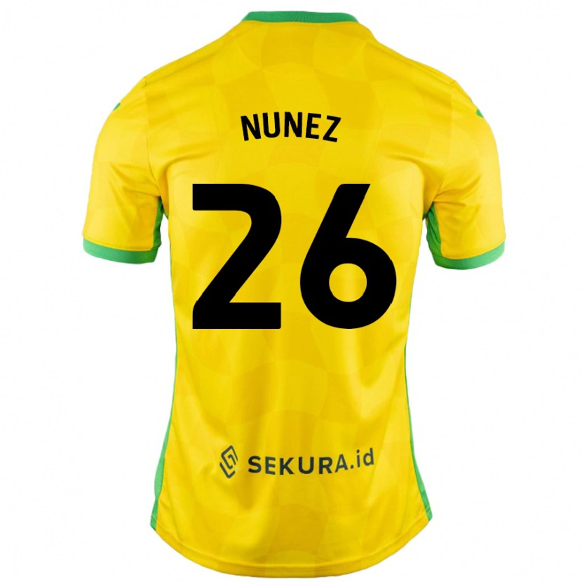 Danxen Enfant Maillot Marcelino Núñez #26 Jaune Vert Tenues Domicile 2024/25 T-Shirt