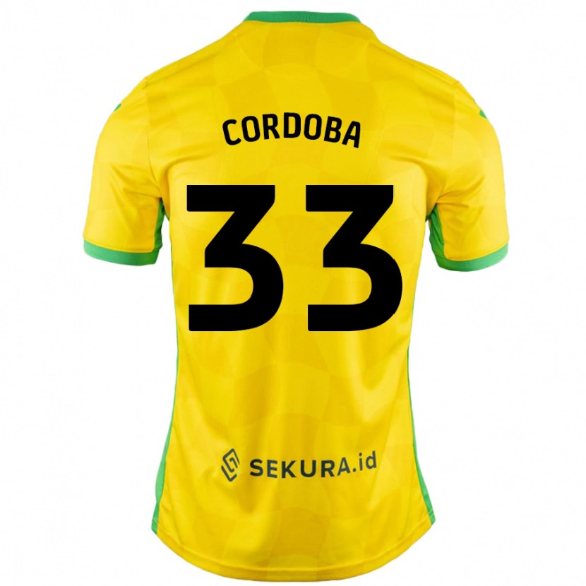 Danxen Enfant Maillot José Córdoba #33 Jaune Vert Tenues Domicile 2024/25 T-Shirt