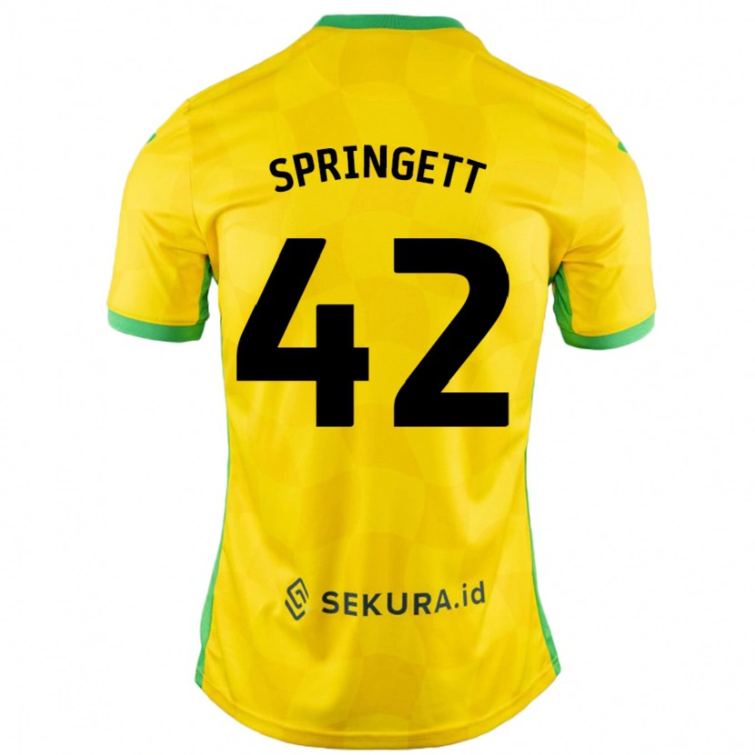 Danxen Enfant Maillot Tony Springett #42 Jaune Vert Tenues Domicile 2024/25 T-Shirt