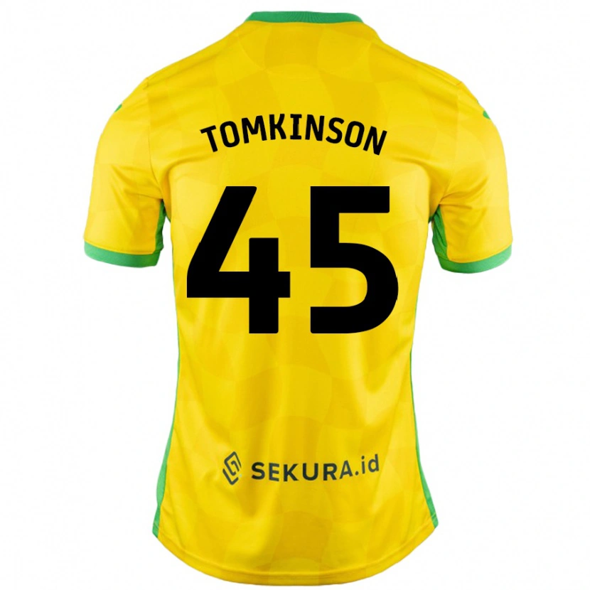 Danxen Enfant Maillot Jonathan Tomkinson #45 Jaune Vert Tenues Domicile 2024/25 T-Shirt