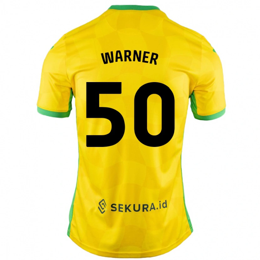 Danxen Enfant Maillot Jaden Warner #50 Jaune Vert Tenues Domicile 2024/25 T-Shirt