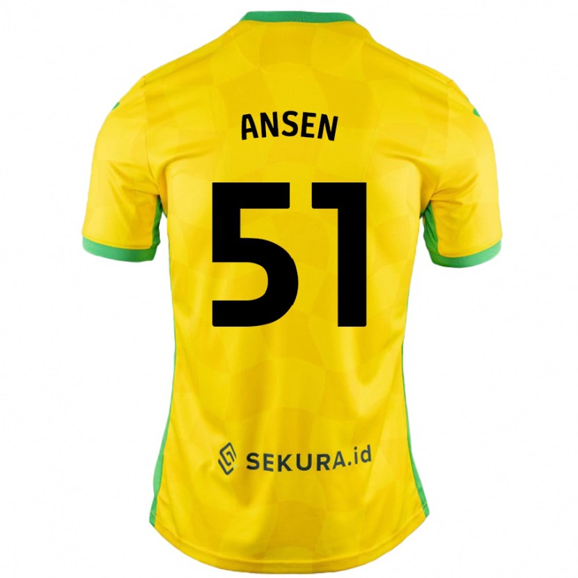 Danxen Enfant Maillot Caleb Ansen #51 Jaune Vert Tenues Domicile 2024/25 T-Shirt