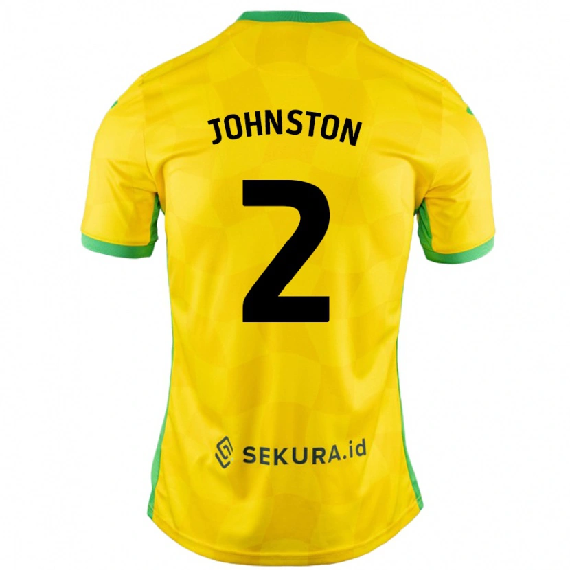 Danxen Enfant Maillot Chardonnay Johnston #2 Jaune Vert Tenues Domicile 2024/25 T-Shirt