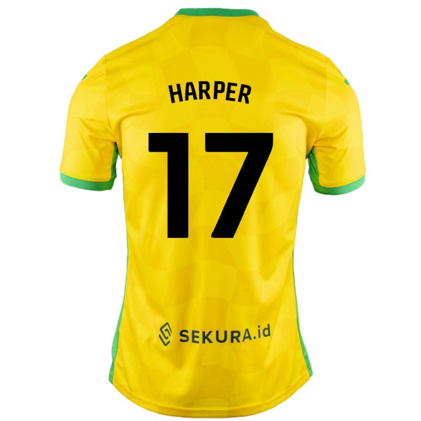 Danxen Enfant Maillot Jess Harper #17 Jaune Vert Tenues Domicile 2024/25 T-Shirt