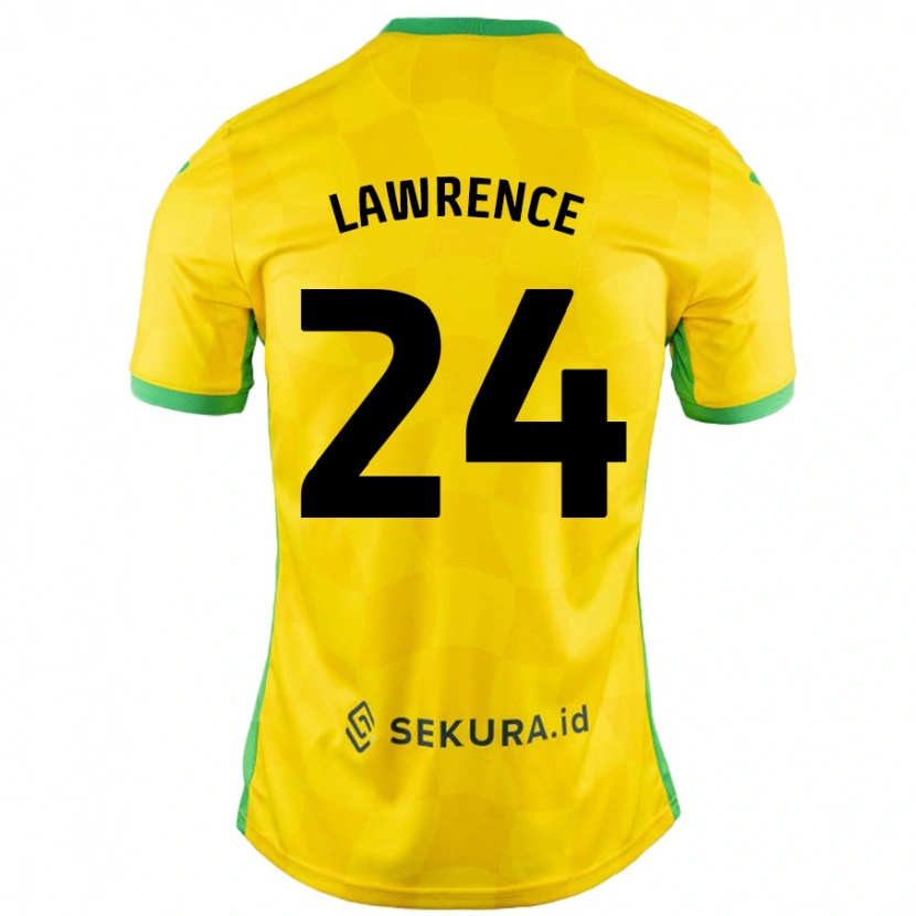 Danxen Enfant Maillot Rachel Lawrence #24 Jaune Vert Tenues Domicile 2024/25 T-Shirt