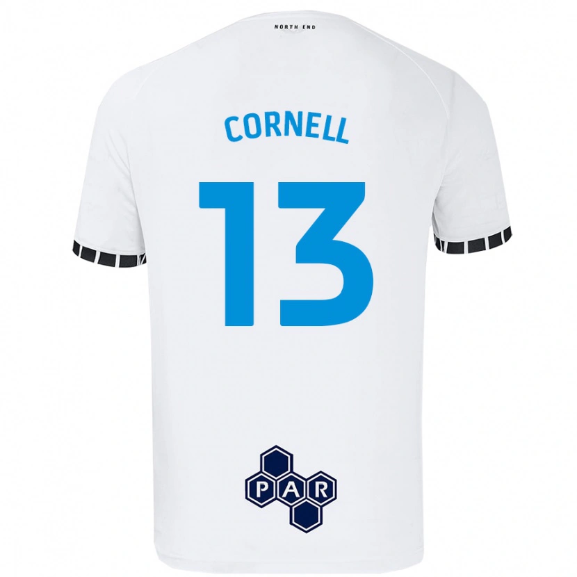 Danxen Enfant Maillot David Cornell #13 Blanc Tenues Domicile 2024/25 T-Shirt