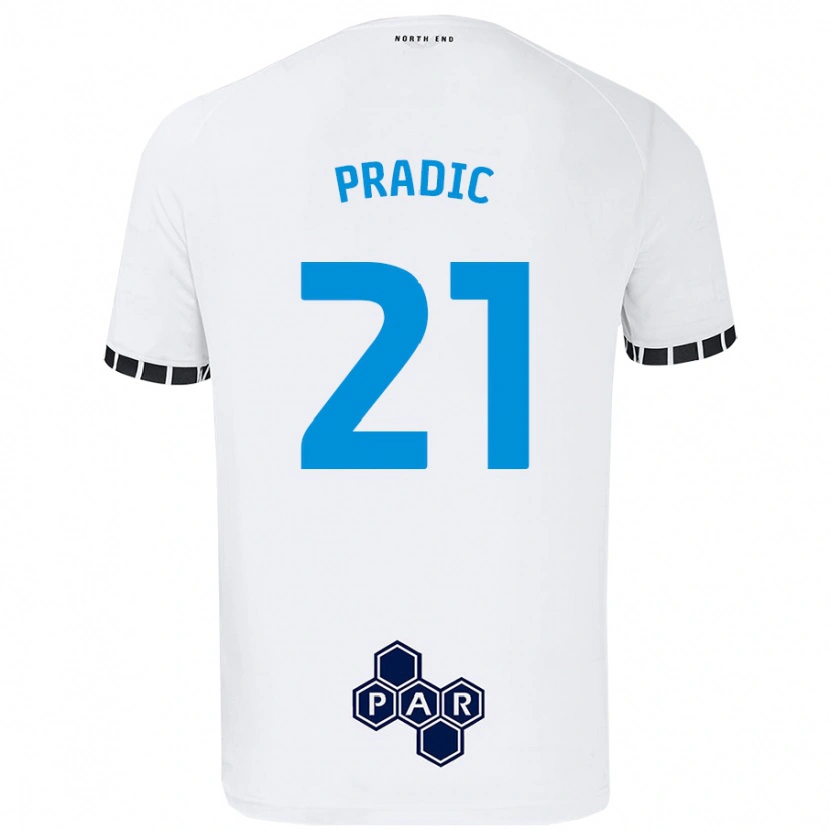 Danxen Enfant Maillot James Pradic #21 Blanc Tenues Domicile 2024/25 T-Shirt