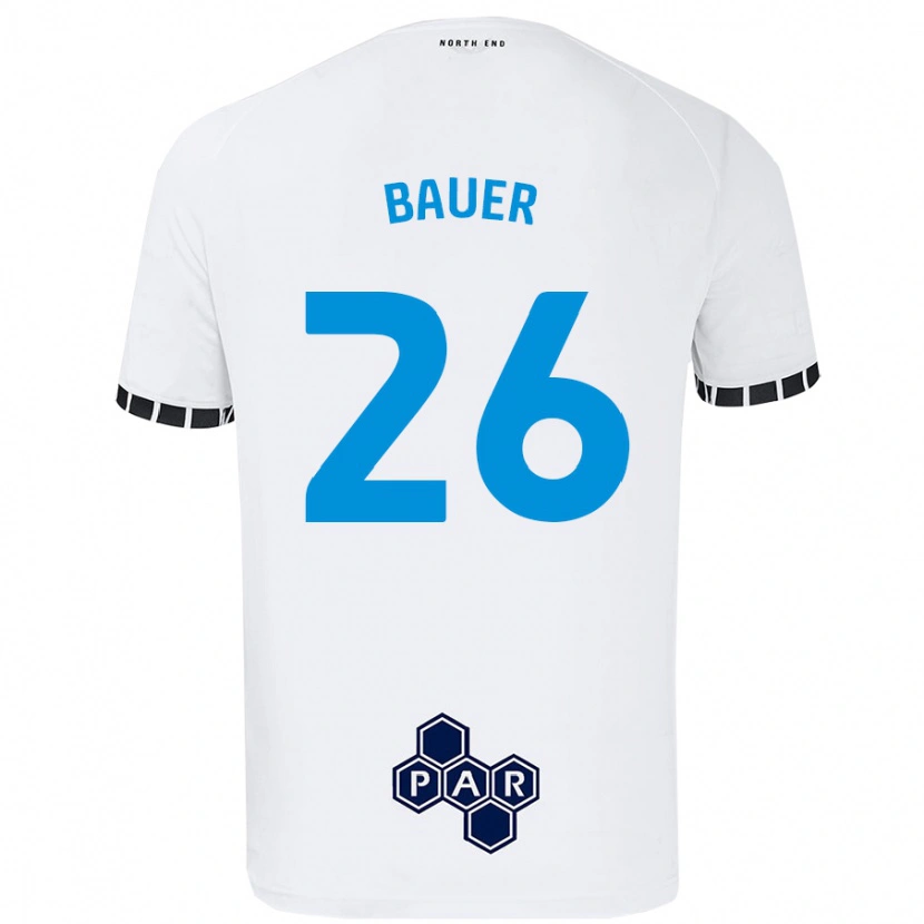 Danxen Enfant Maillot Patrick Bauer #26 Blanc Tenues Domicile 2024/25 T-Shirt