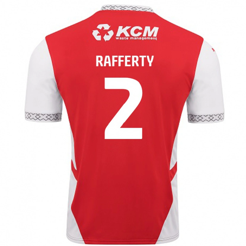 Danxen Enfant Maillot Joe Rafferty #2 Rouge Blanc Tenues Domicile 2024/25 T-Shirt