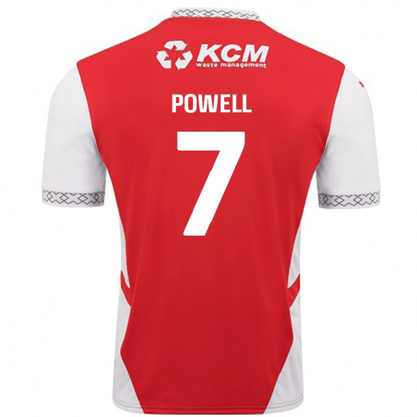 Danxen Enfant Maillot Joe Powell #7 Rouge Blanc Tenues Domicile 2024/25 T-Shirt