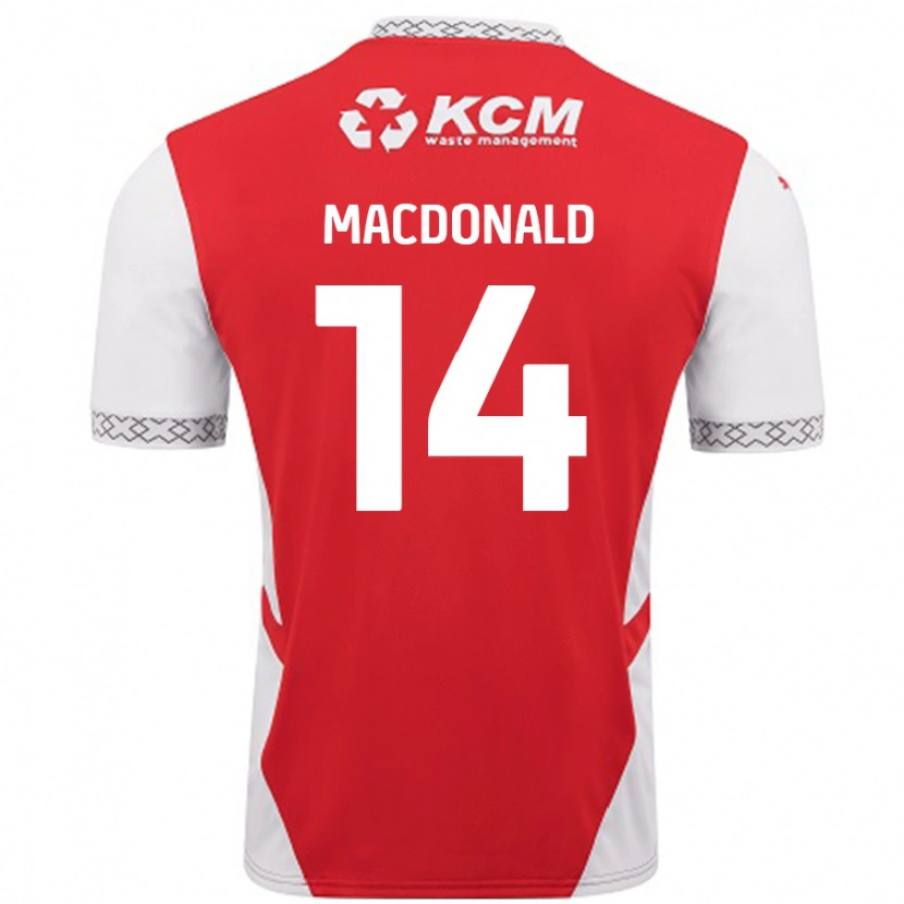 Danxen Enfant Maillot Alex Macdonald #14 Rouge Blanc Tenues Domicile 2024/25 T-Shirt