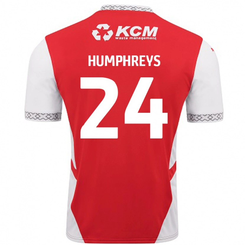 Danxen Enfant Maillot Cameron Humphreys #24 Rouge Blanc Tenues Domicile 2024/25 T-Shirt