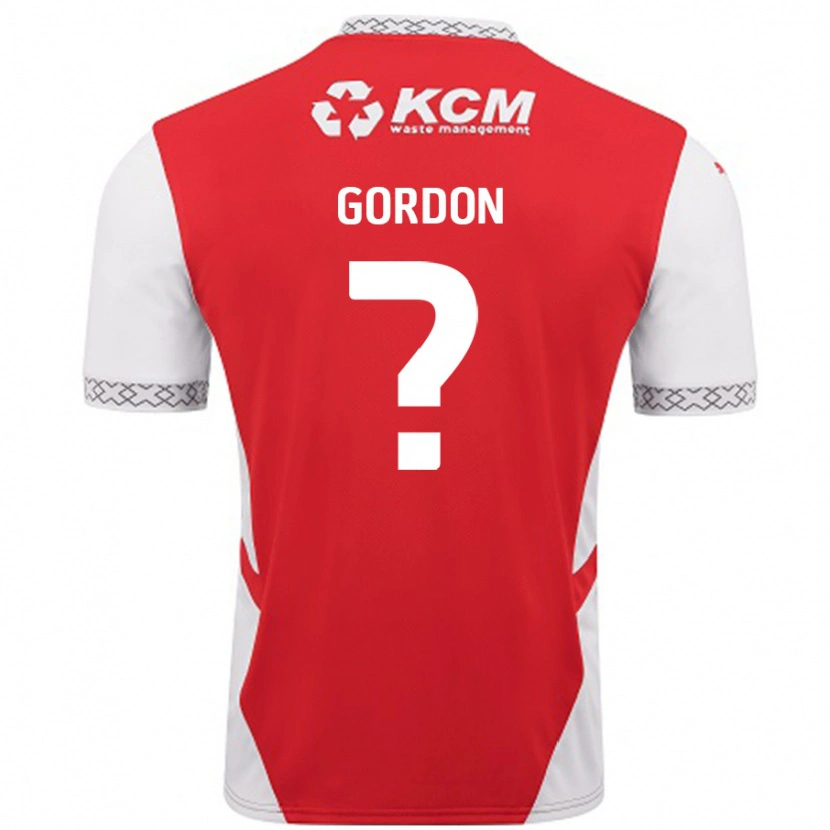 Danxen Enfant Maillot Owain Gordon #0 Rouge Blanc Tenues Domicile 2024/25 T-Shirt