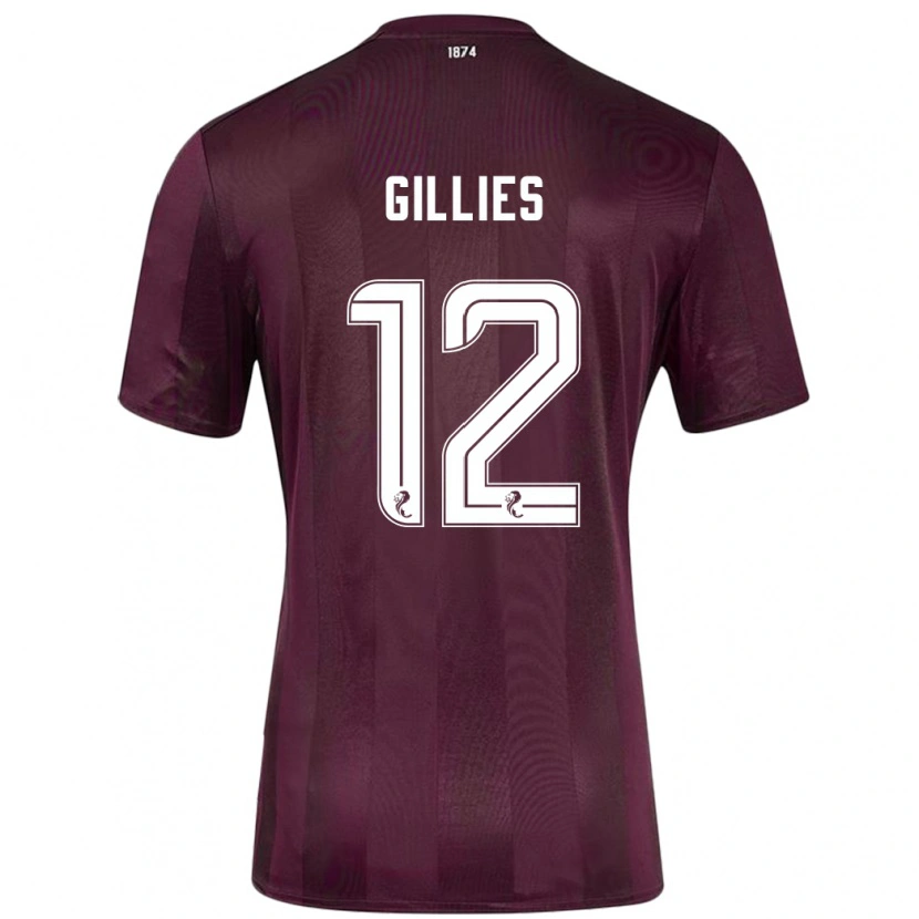 Danxen Enfant Maillot Matthew Gillies #12 Bordeaux Tenues Domicile 2024/25 T-Shirt