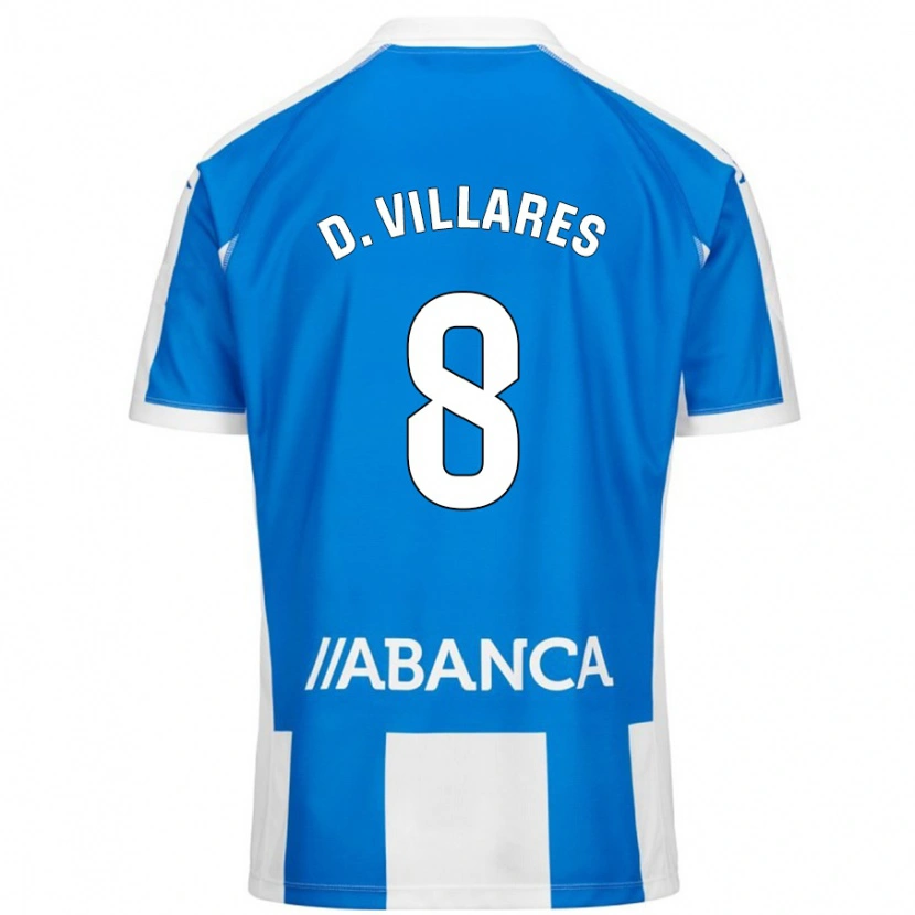 Danxen Enfant Maillot Diego Villares #8 Bleu Blanc Tenues Domicile 2024/25 T-Shirt