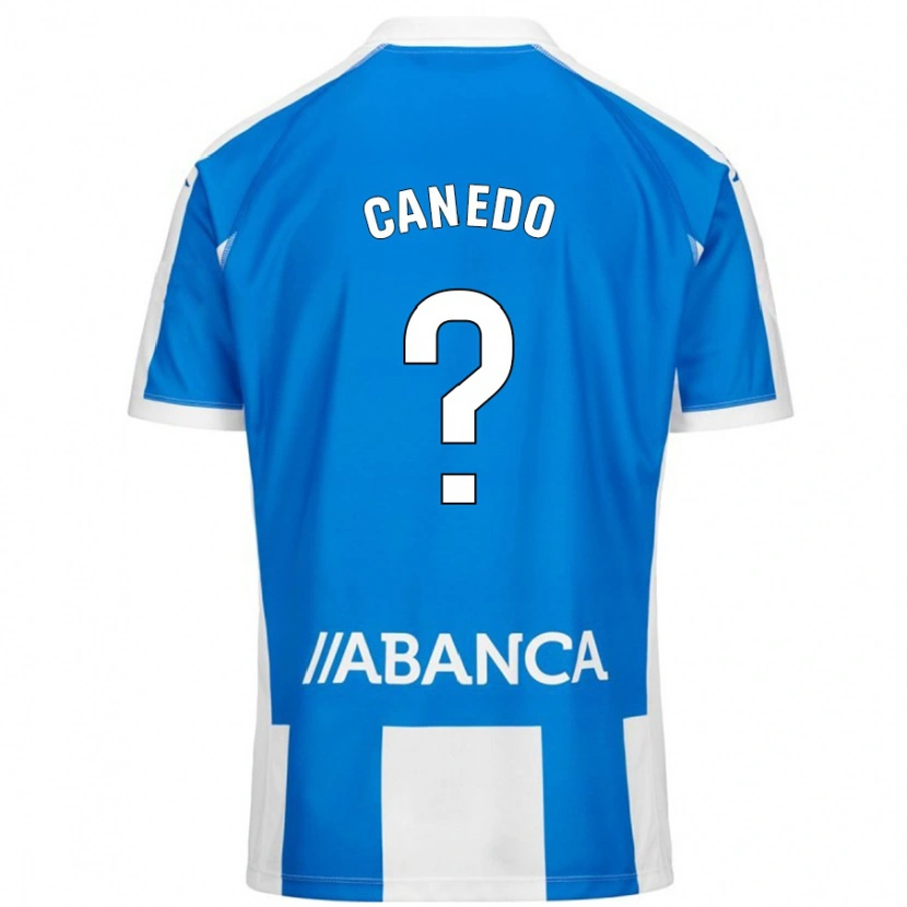 Danxen Enfant Maillot Damián Canedo #0 Bleu Blanc Tenues Domicile 2024/25 T-Shirt