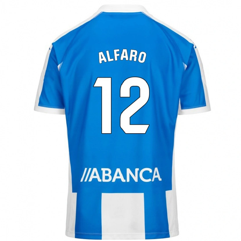 Danxen Enfant Maillot Alejandro Alfaro #12 Bleu Blanc Tenues Domicile 2024/25 T-Shirt