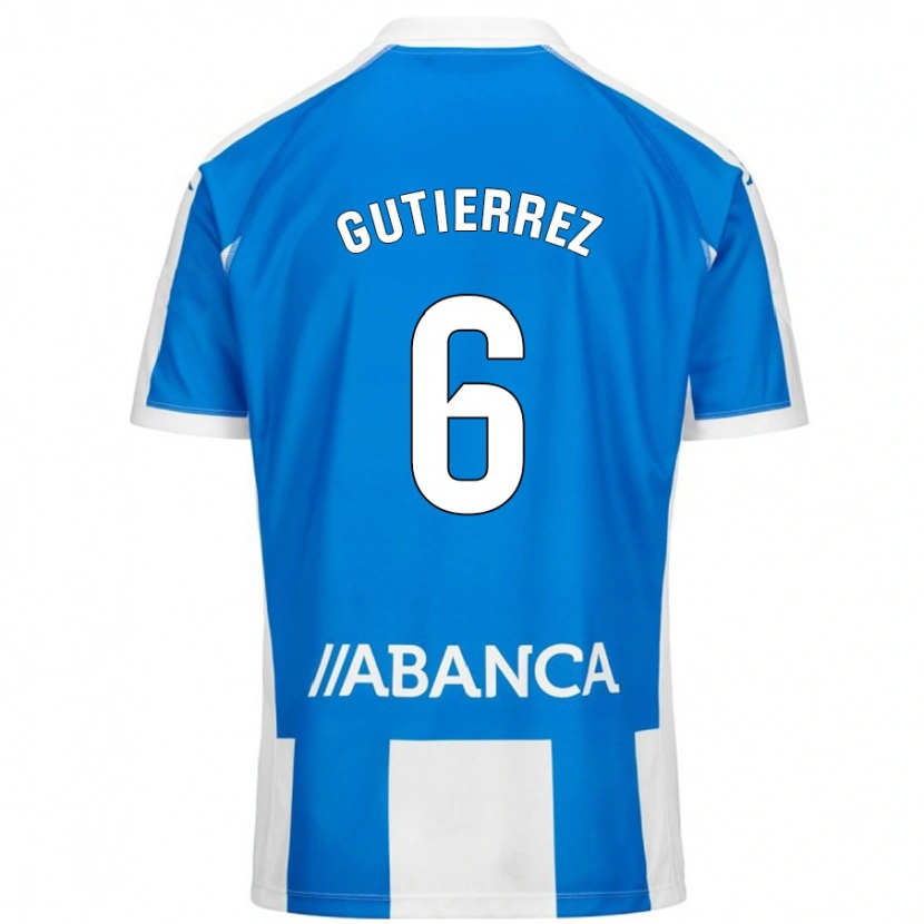 Danxen Enfant Maillot Paula Gutiérrez #6 Bleu Blanc Tenues Domicile 2024/25 T-Shirt