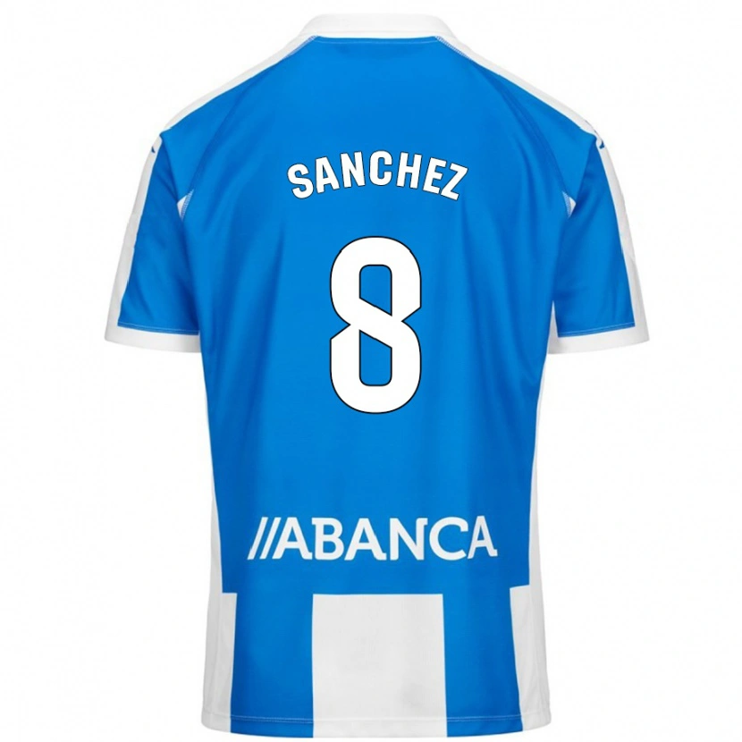 Danxen Enfant Maillot Carlota Sánchez #8 Bleu Blanc Tenues Domicile 2024/25 T-Shirt