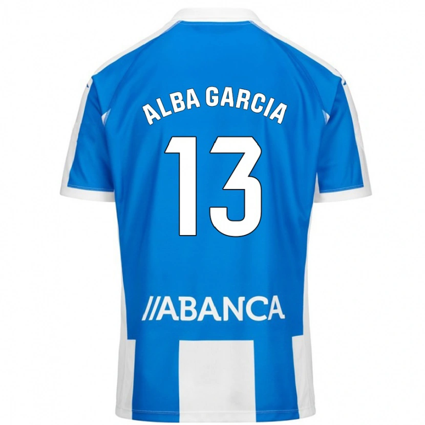 Danxen Enfant Maillot Lucía Alba García #13 Bleu Blanc Tenues Domicile 2024/25 T-Shirt