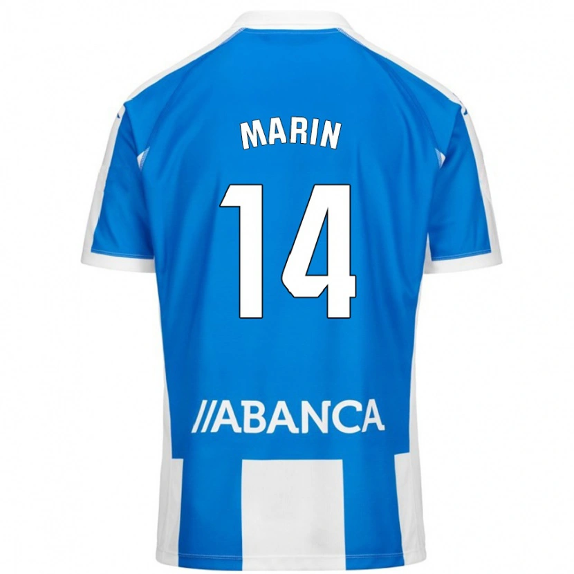 Danxen Enfant Maillot Ainhoa Marín #14 Bleu Blanc Tenues Domicile 2024/25 T-Shirt