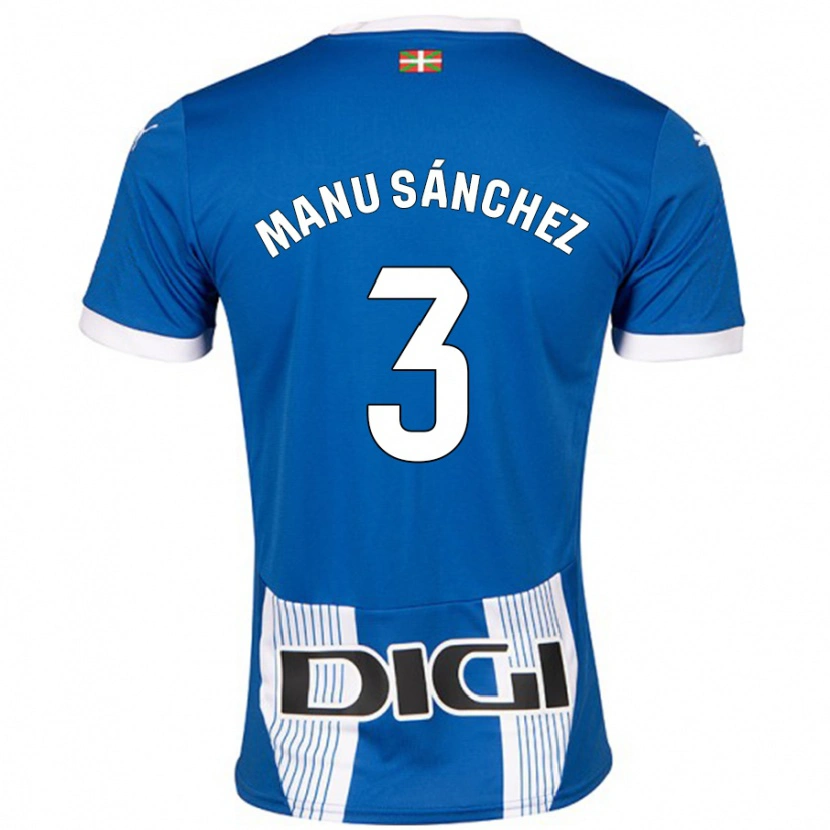 Danxen Enfant Maillot Manu Sánchez #3 Bleu Tenues Domicile 2024/25 T-Shirt