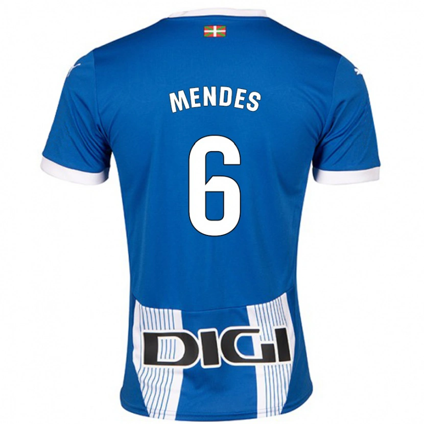 Danxen Enfant Maillot Tomás Mendes #6 Bleu Tenues Domicile 2024/25 T-Shirt