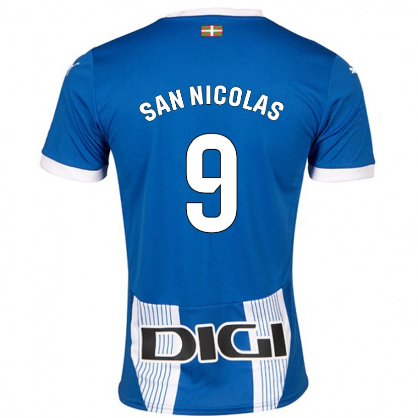 Danxen Enfant Maillot Olga San Nicolás #9 Bleu Tenues Domicile 2024/25 T-Shirt