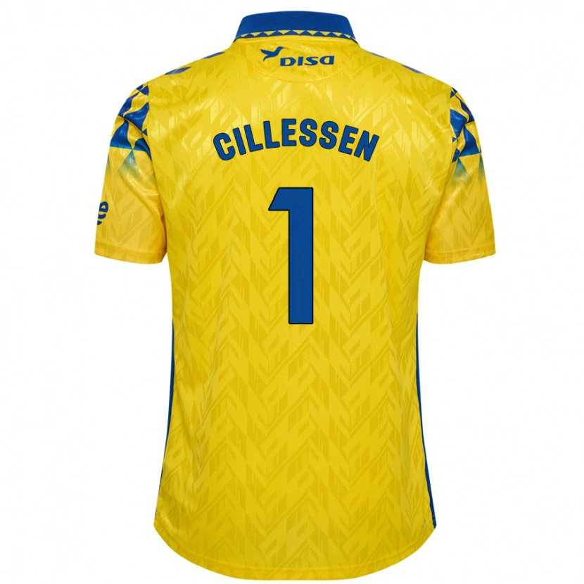 Danxen Enfant Maillot Jasper Cillessen #1 Jaune Bleu Tenues Domicile 2024/25 T-Shirt