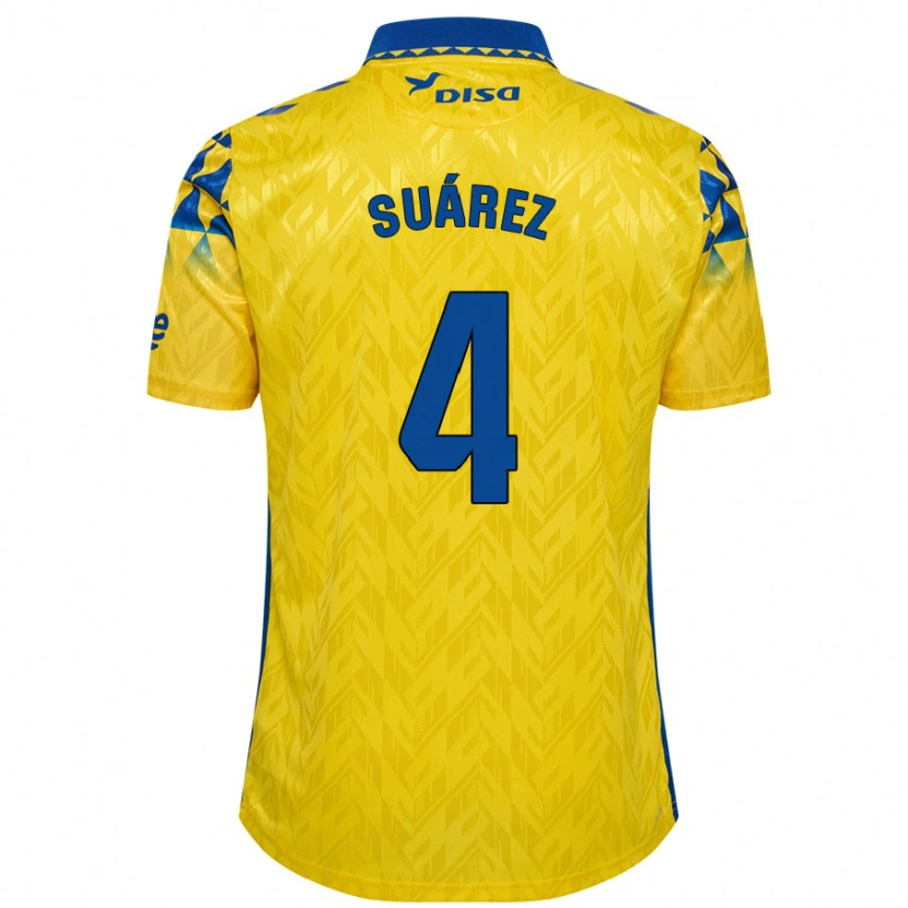 Danxen Enfant Maillot Alex Suárez #4 Jaune Bleu Tenues Domicile 2024/25 T-Shirt