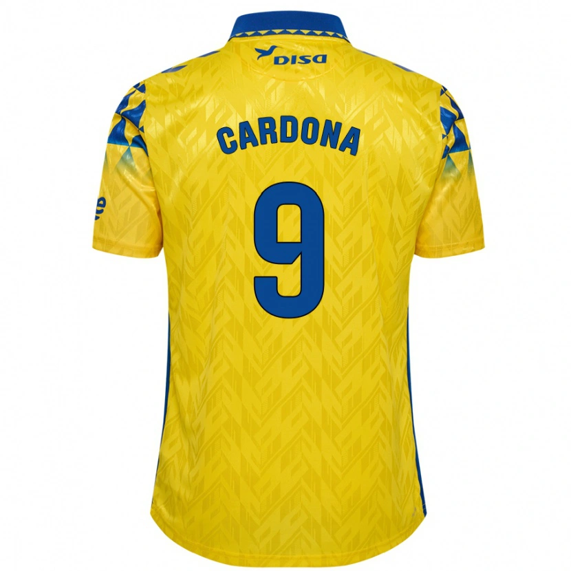 Danxen Enfant Maillot Marc Cardona #9 Jaune Bleu Tenues Domicile 2024/25 T-Shirt