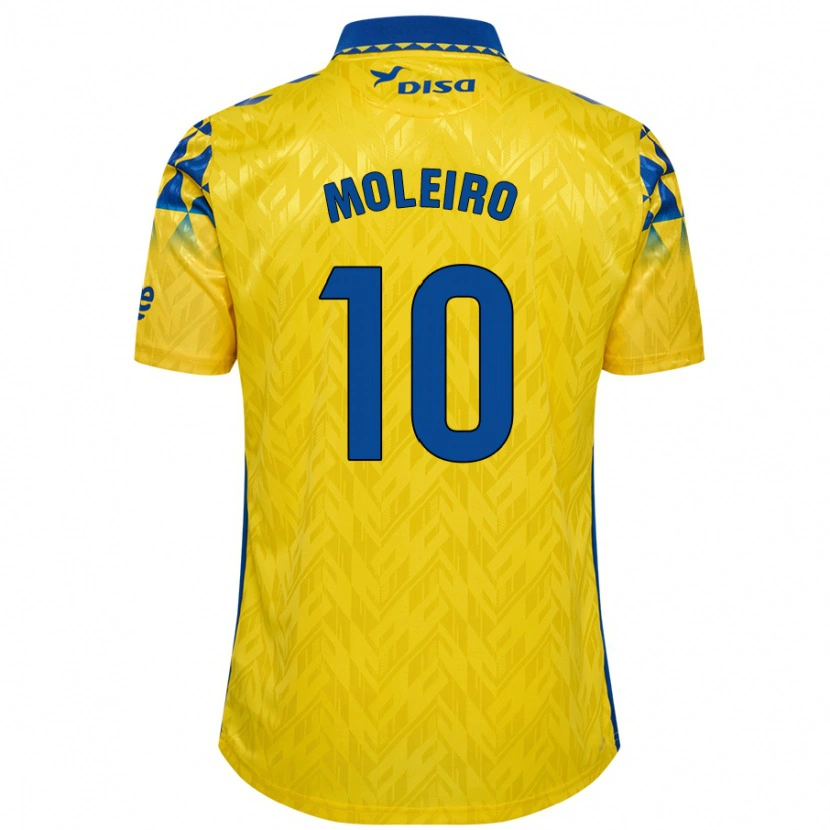 Danxen Enfant Maillot Alberto Moleiro #10 Jaune Bleu Tenues Domicile 2024/25 T-Shirt