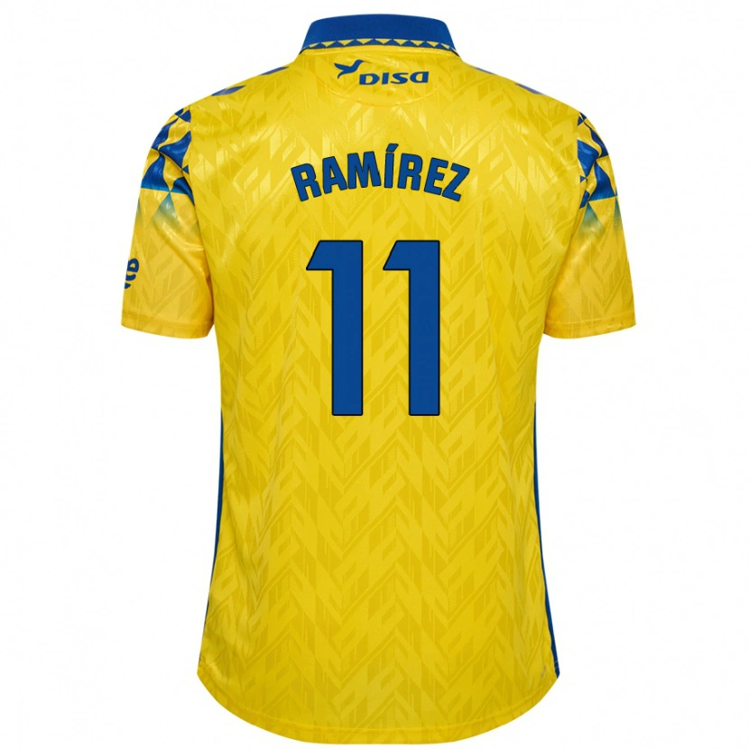 Danxen Enfant Maillot Benito Ramírez #11 Jaune Bleu Tenues Domicile 2024/25 T-Shirt