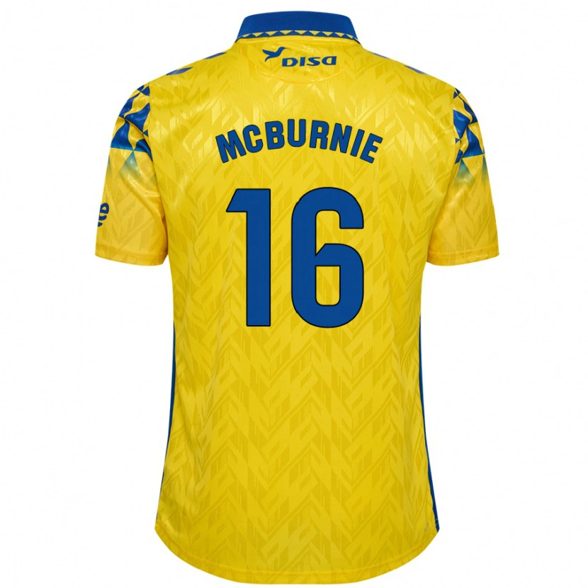 Danxen Enfant Maillot Oli Mcburnie #16 Jaune Bleu Tenues Domicile 2024/25 T-Shirt