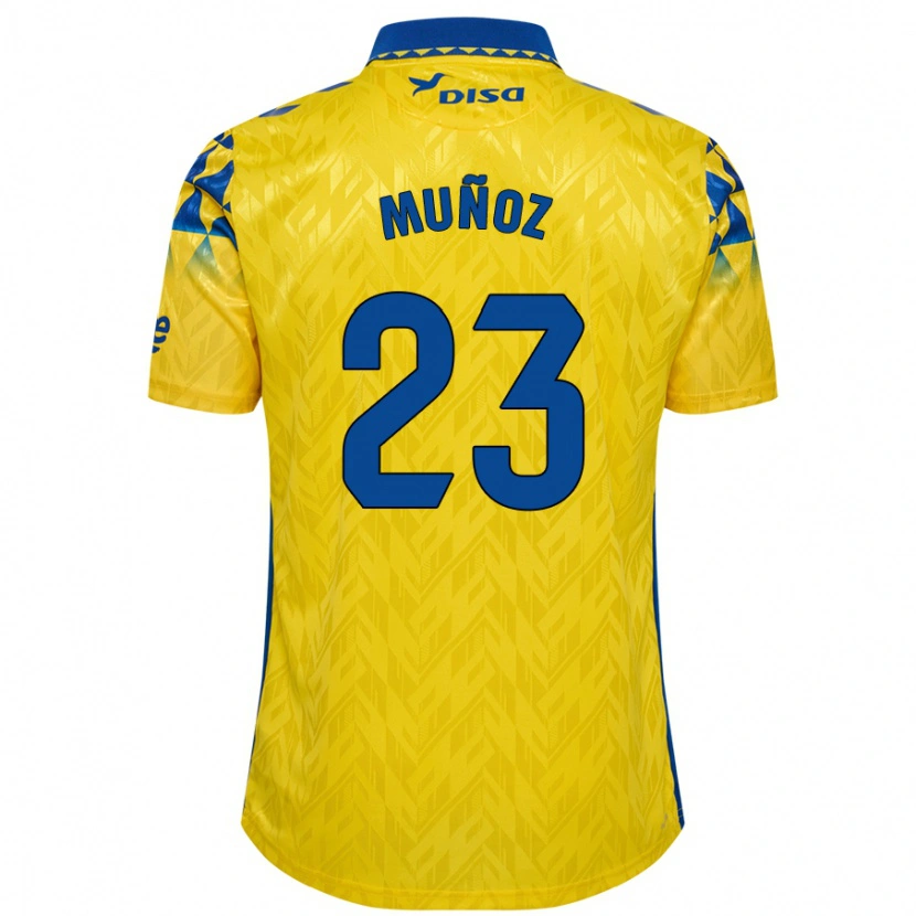 Danxen Enfant Maillot Álex Muñoz #23 Jaune Bleu Tenues Domicile 2024/25 T-Shirt