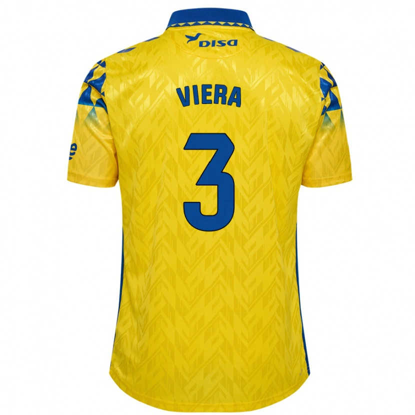 Danxen Enfant Maillot Óliver Viera #3 Jaune Bleu Tenues Domicile 2024/25 T-Shirt