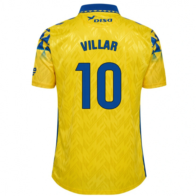 Danxen Enfant Maillot Andy Villar #10 Jaune Bleu Tenues Domicile 2024/25 T-Shirt