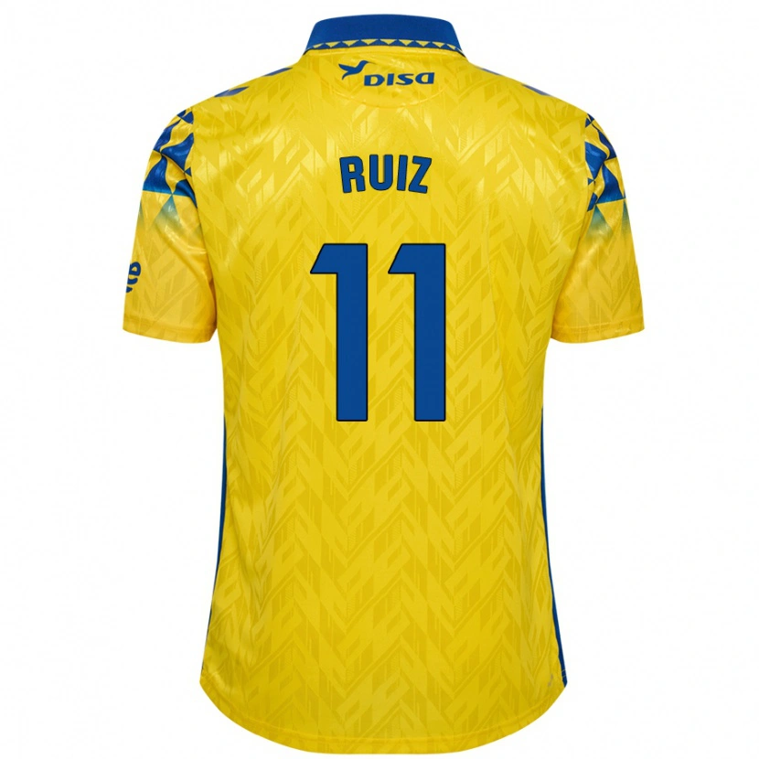 Danxen Enfant Maillot Sergio Ruiz #11 Jaune Bleu Tenues Domicile 2024/25 T-Shirt