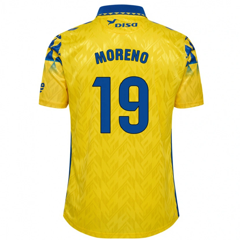 Danxen Enfant Maillot Fernando Moreno #19 Jaune Bleu Tenues Domicile 2024/25 T-Shirt