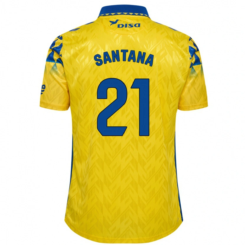 Danxen Enfant Maillot Yadam Santana #21 Jaune Bleu Tenues Domicile 2024/25 T-Shirt